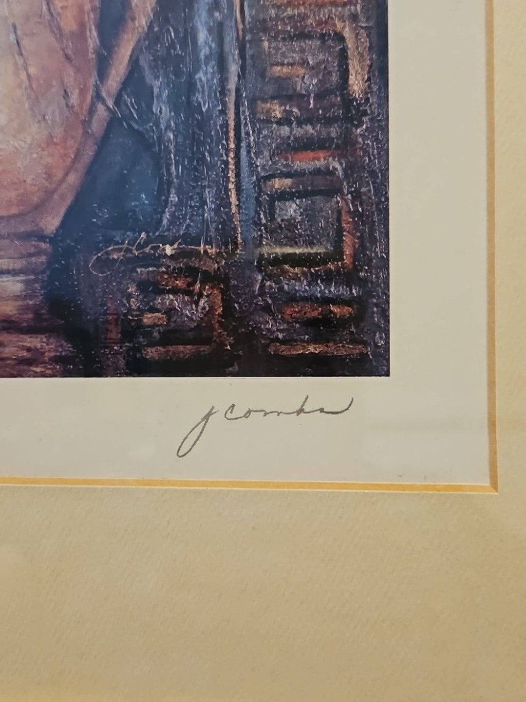 Framed And Matted Cracked Vase And Column Print By J Combs 13" X 16"