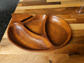 MCM Vintage Monkey Pod Carved Wooden Whale Divided Candy Dish Nut Dish