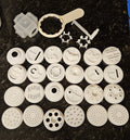 Lot of 24 Dies, Pasta Wrench & Add'l Parts For Ronco Popeil Pasta Maker P400