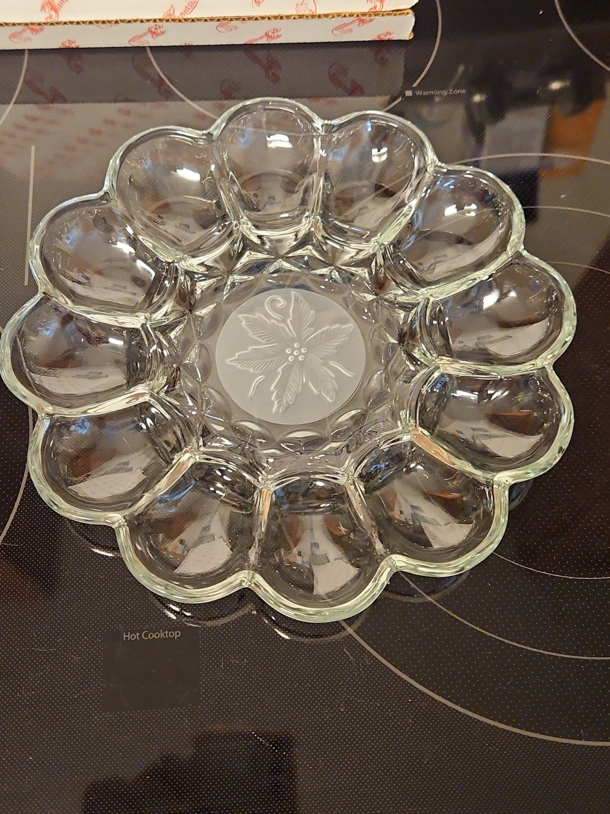 Princess House Fantasia Crystal Deviled Egg Serving Platter 10" #591 EUC In Box