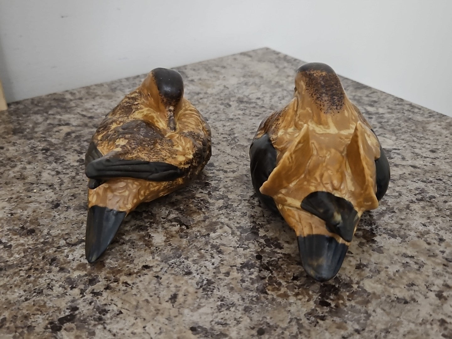 Vintage Andrea by Sadek Brown Black Sitting Doves Birds Ducks Figurines Lot Of 2