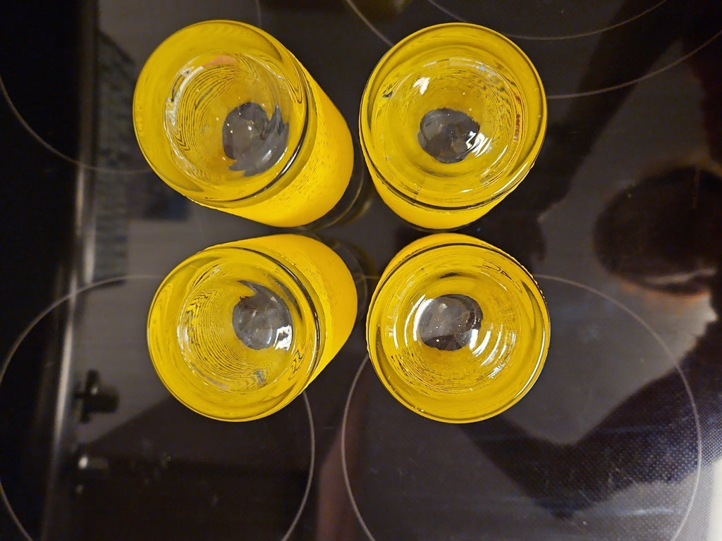 Set of 7 Vintage Culver Yellow Icicle Glasses Spaghetti String Glasses Rare!