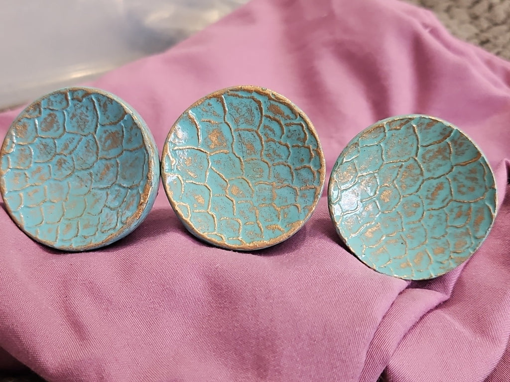 Lot Of 3 Turquoise With Gold Accent 1.5" Drawer Pulls Cabinet Knobs W/ Hardware