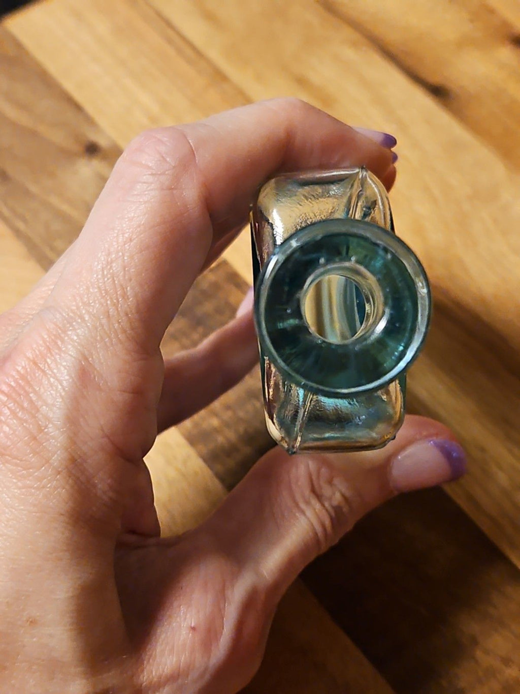 Set Of 2 Antique Medicine Bottles 5.5" & 4.75" Clear Aqua & Grey EUC