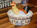 Vintage Chinese Famille Rose  Rooster Ceramic Tureen with Lid
