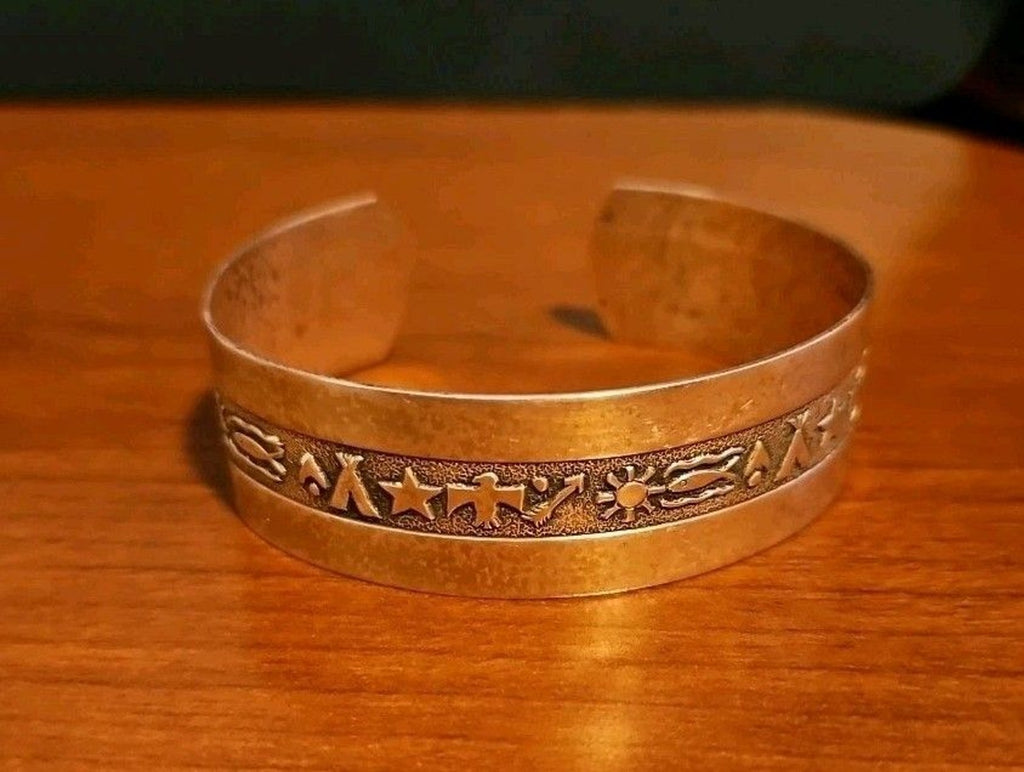 Vintage 90's Copper Native American Southwestern Style Cuff Bracelet, 5.25in
