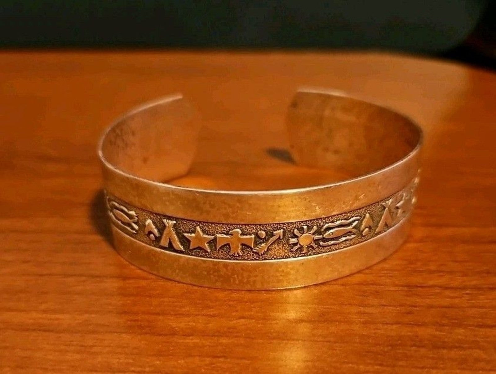 Vintage 90's Copper Native American Southwestern Style Cuff Bracelet, 5.25in