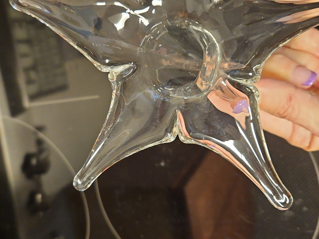 Vintage Pair Of 2 Hamon Glass Hand Blown Glass Lay Down Flower Bud Vases