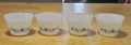 Set of 4 Vintage Dynaware Pyr-O-Ray Milk Glass Custard Cups Brown Daisy