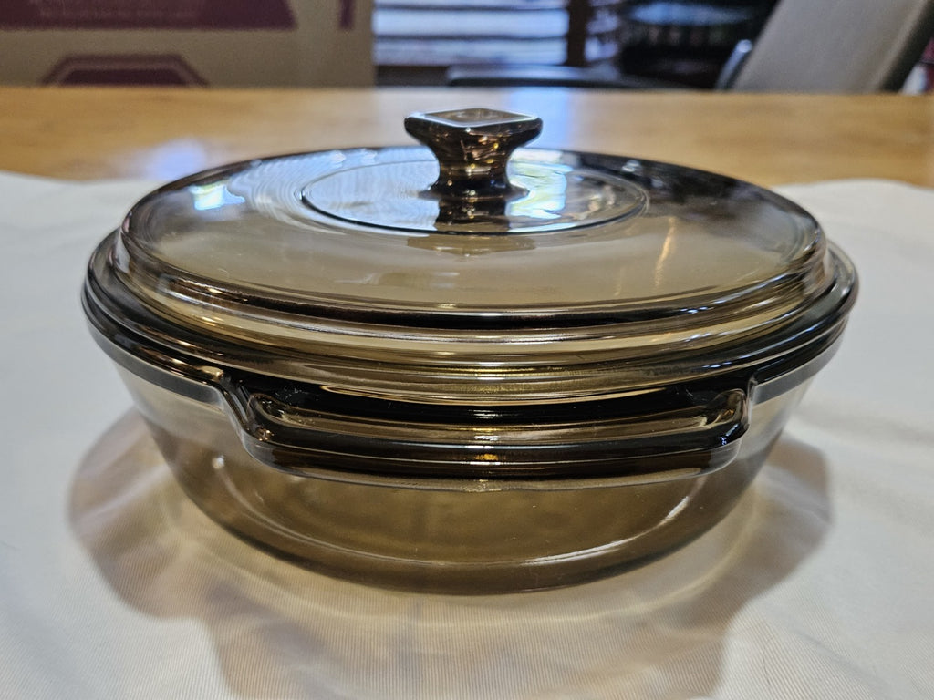 Vintage Anchor Hocking Brown Glass 1.5qt Casserole Dish w/ Lid #1037