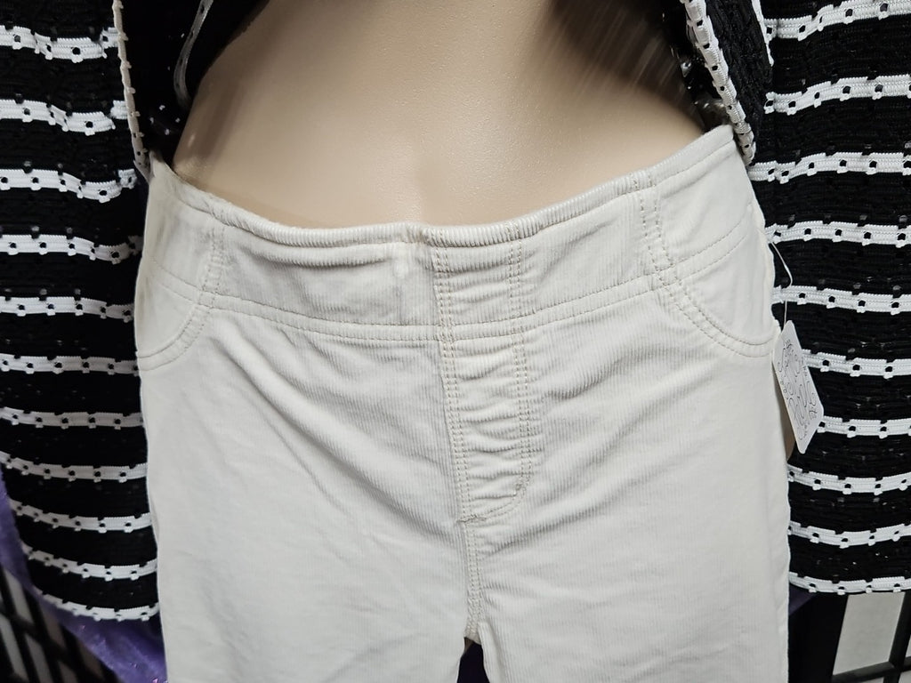 NWT Free People White Corduroy Bell Bottom Flare Jeans Pants Side Zip Sz 27