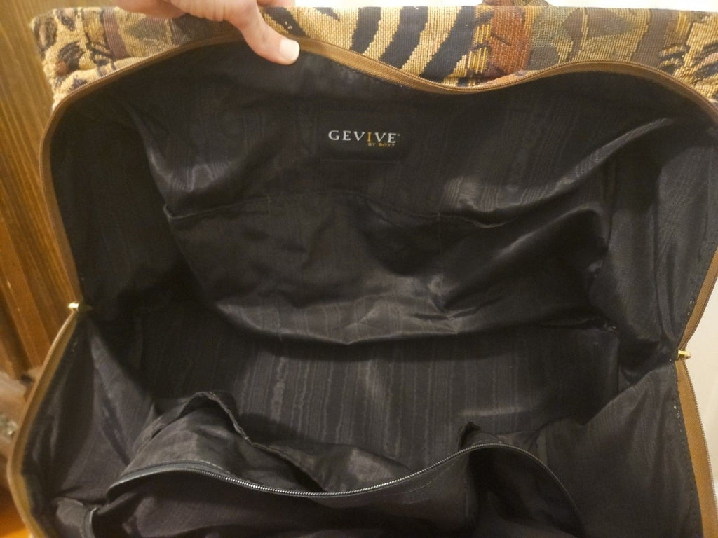 Vintage Gevive By Boyt Animal Print Tapestry Tote Duffle Bag Beautiful Condition