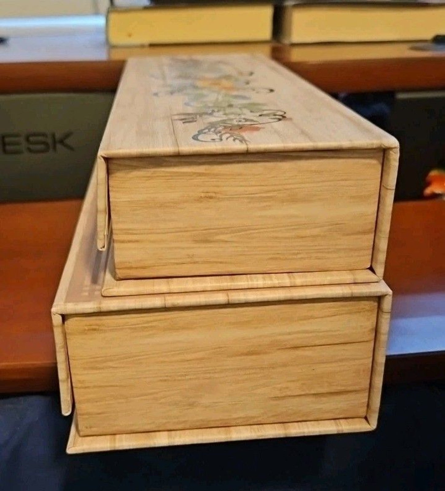 2 Elegant Storage Box Set Inspirational Dream Imagine Theme Gold Accents