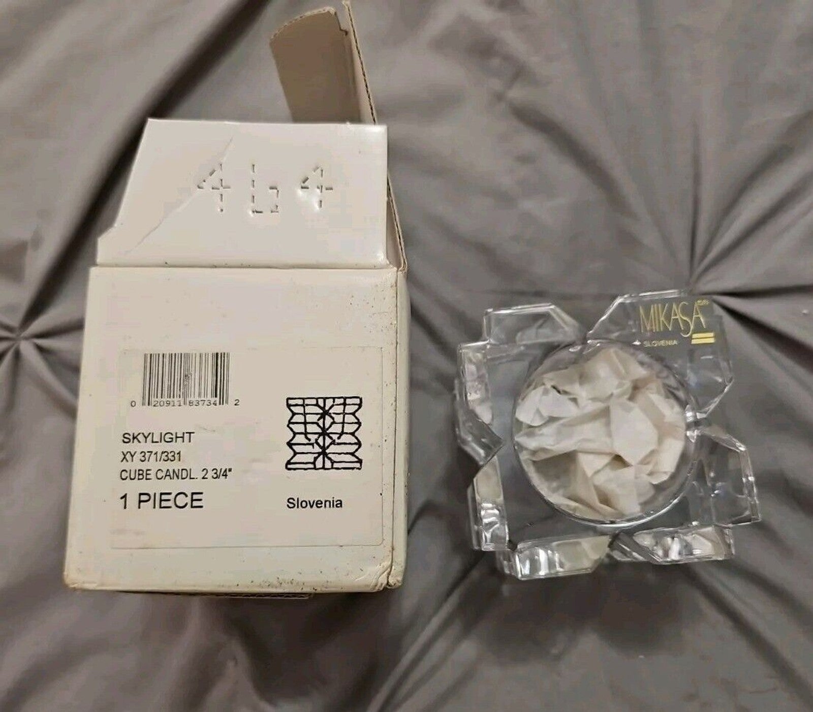 SKYLIGHT BY MIKASA CLEAR GLASS CUBE VOTIVE HOLDER 3" NEW IN BOX