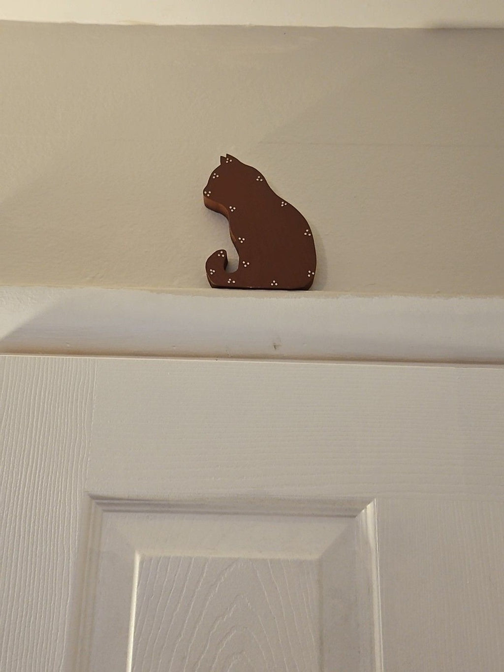 Rustic Folk Art Rust Colored Cat Wood Plaque