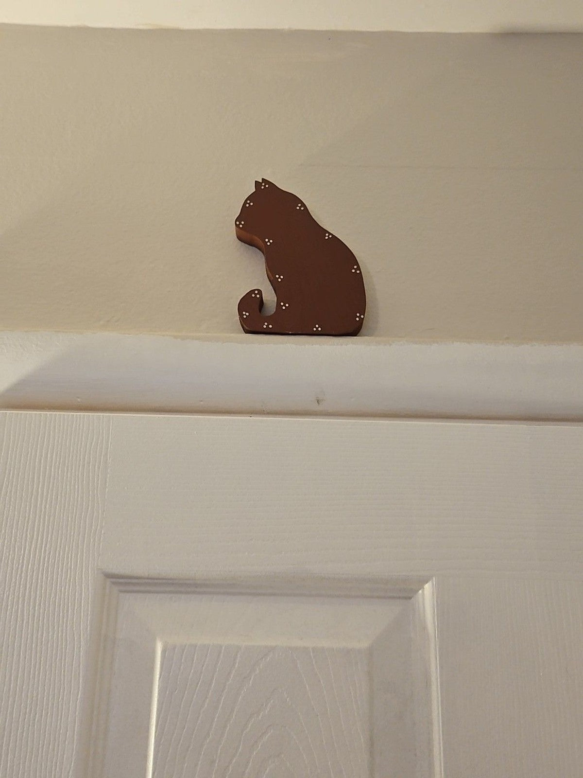 Rustic Folk Art Rust Colored Cat Wood Plaque