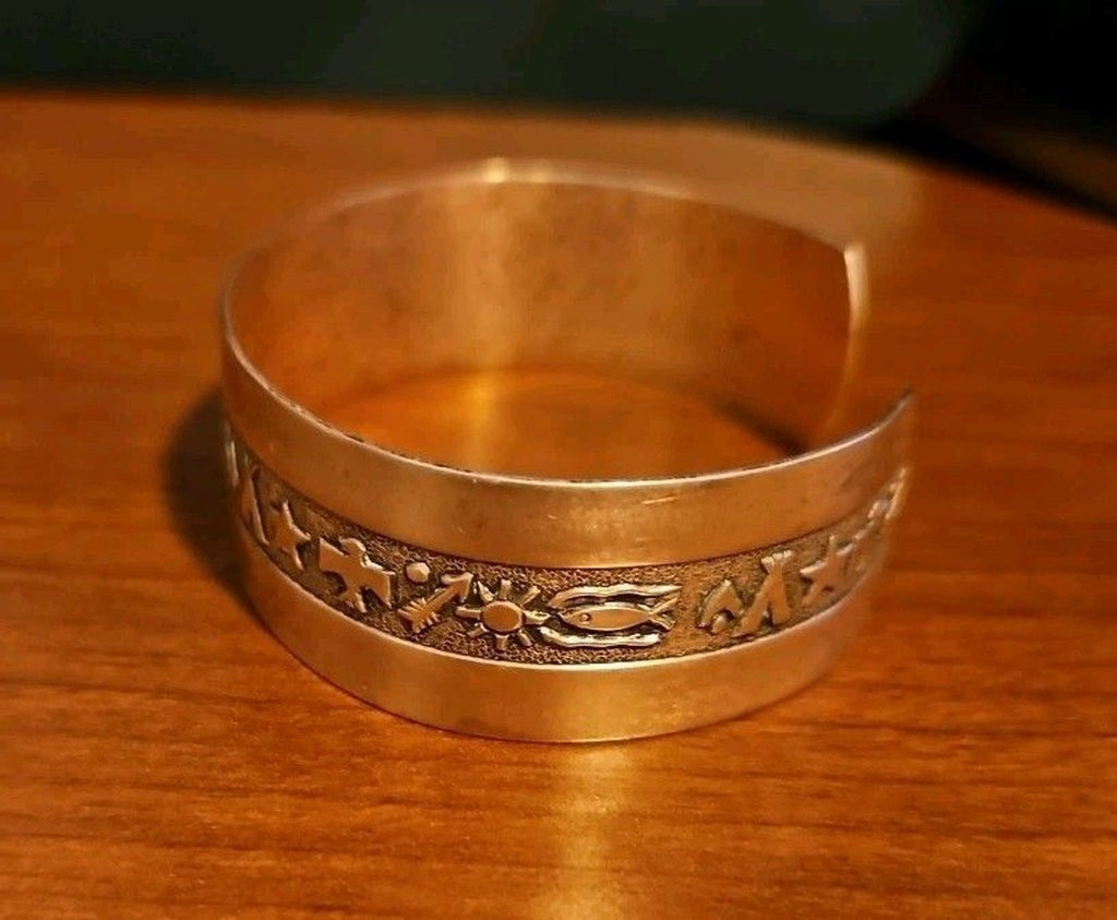 Vintage 90's Copper Native American Southwestern Style Cuff Bracelet, 5.25in