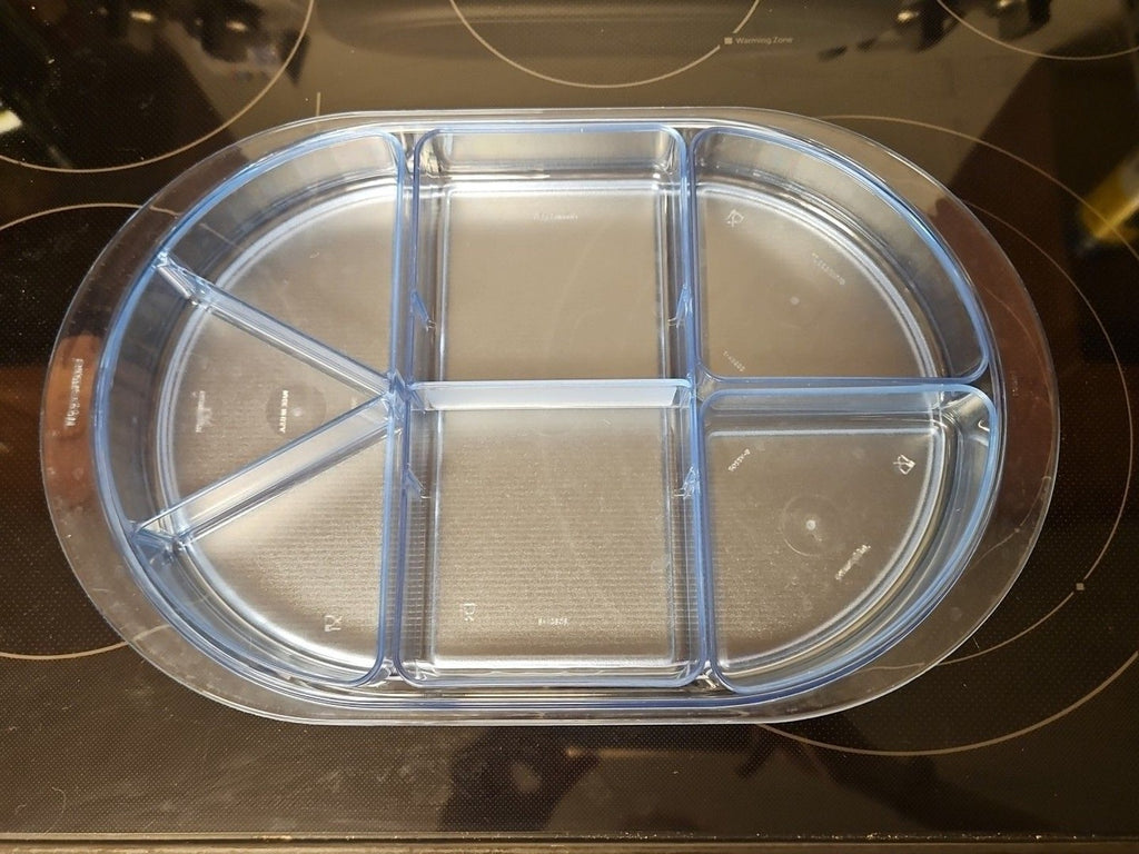 Vintage Tupperware Preludio Blue Acrylic Divided Serving Tray with Lid 2015A-1