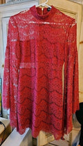 Lulus Cut Out Lace Mini Dress Sz M Cranberry Red Bell Sleeves Goth Style
