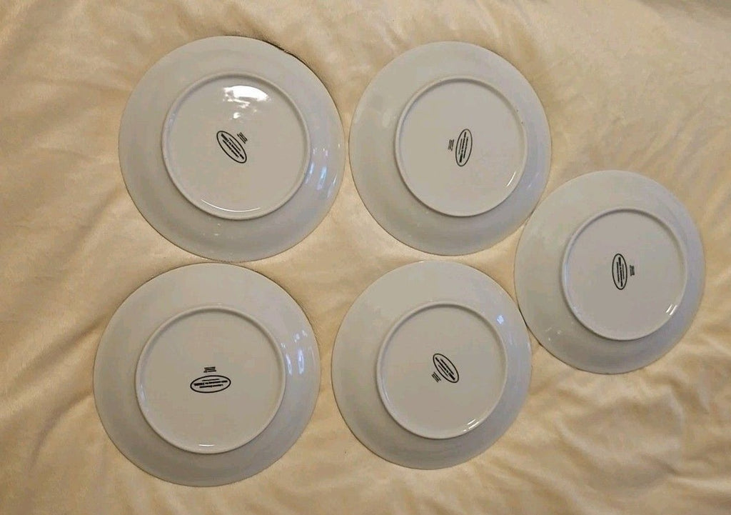 Lot of 5: Z-Gallerie Black & White Labyrinth Salad Plate 8.5" - No Chips, Cracks