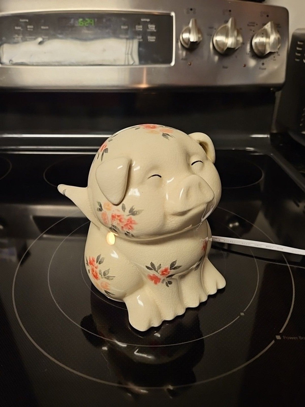 Vintage Intertek Ceramic Winged Pig Floral Lamp Model Sc-824 6" - Works!