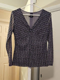 New York & Company Women Shirt, Size M, Gray, Black & White Net Fully Lined
