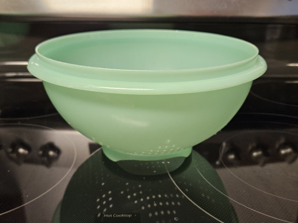 Vintage Tupperware Jadeite Green 9'' Pasta Strainer Colander W Lid #339 & #516