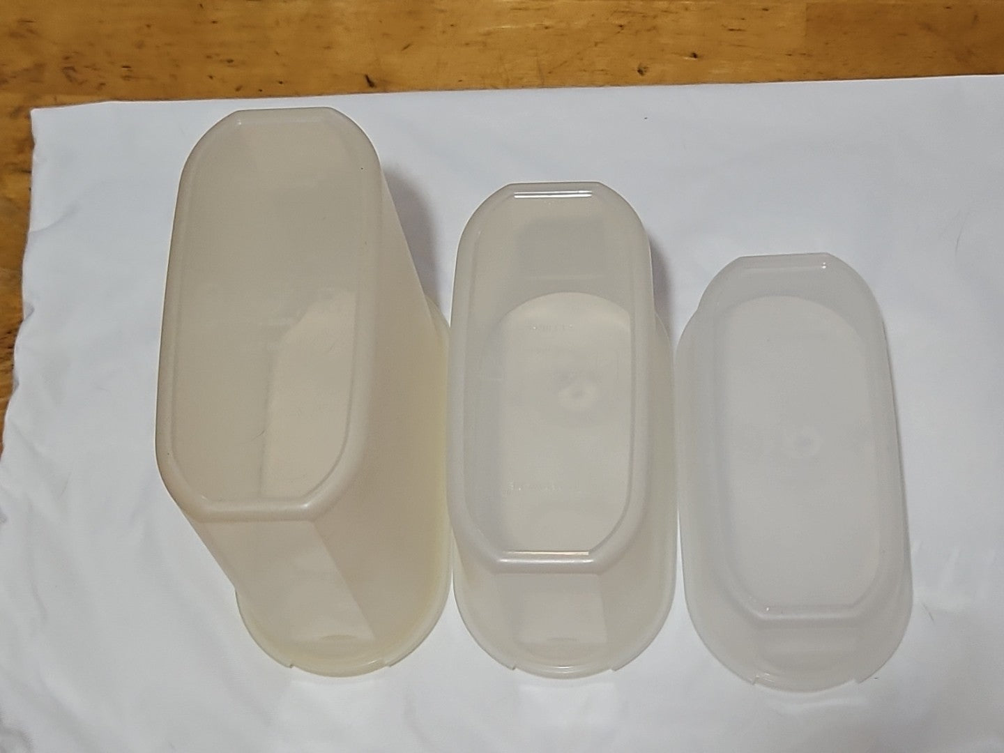 Set of 3 Vintage Tupperware Modular Mates  1613, 1612, 1611 Sz 1,2 & 3 W Red Lid