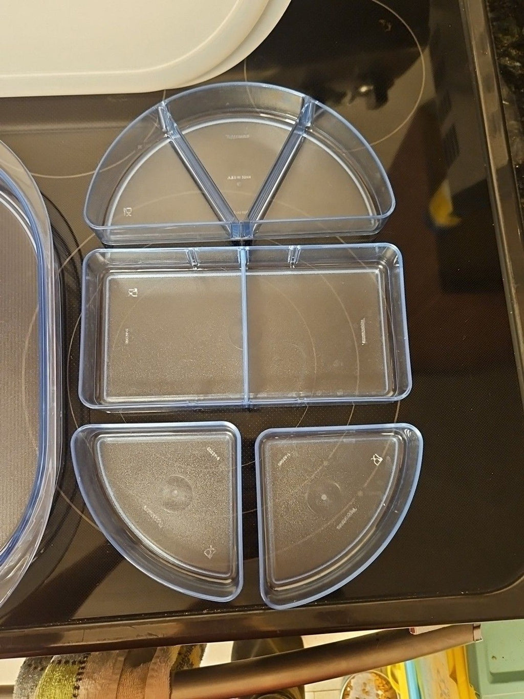 Vintage Tupperware Preludio Blue Acrylic Divided Serving Tray with Lid 2015A-1