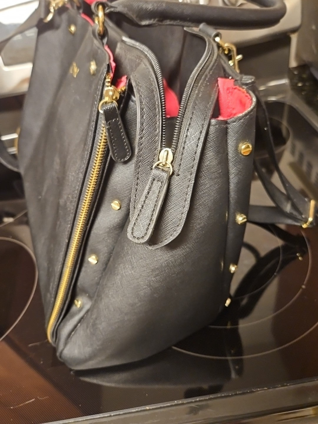 Avon Consultant Premier Beauty Business Tote Bag Purse Black & Pink With Insert