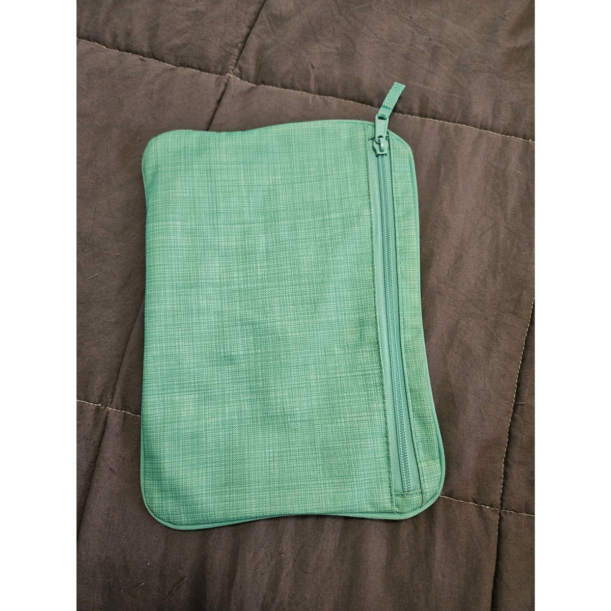 Thirty-One Pocket-A-Tote Teal Cross Hatch Organizer Snap on Zipper Pocket