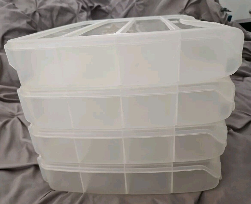 Lot 4 Lrg Adjustable Compartment Craft Storage Box with Handle by Bead Landing™
