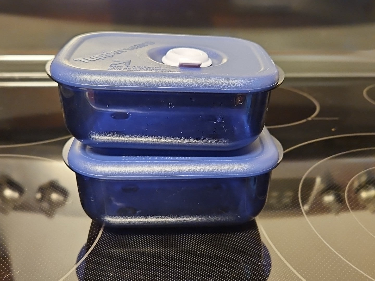 Set Of 2 Tupperware 1 Cup Vent & Serve 3387A Indigo Blue Containers with Lids