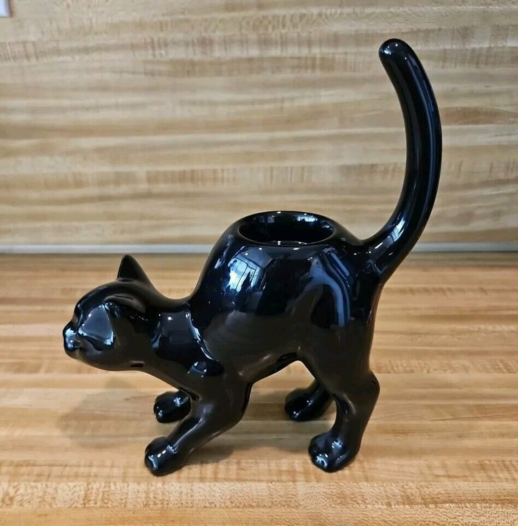 PARTYLITE Black Cat Ceramic Tealight Candle Holder Display Use Only
