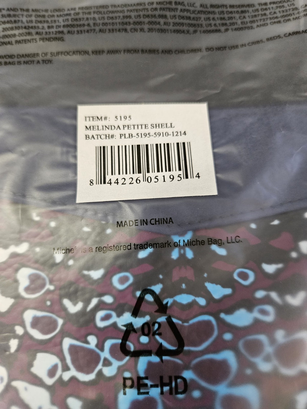 New In Package Retired Miche Melinda Petite Shell Purple & Blue Snake Print