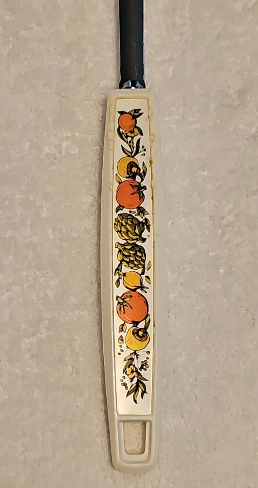 Vintage Ekco Country Garden Pattern Handle 12" Black Nylon Serving Spoon