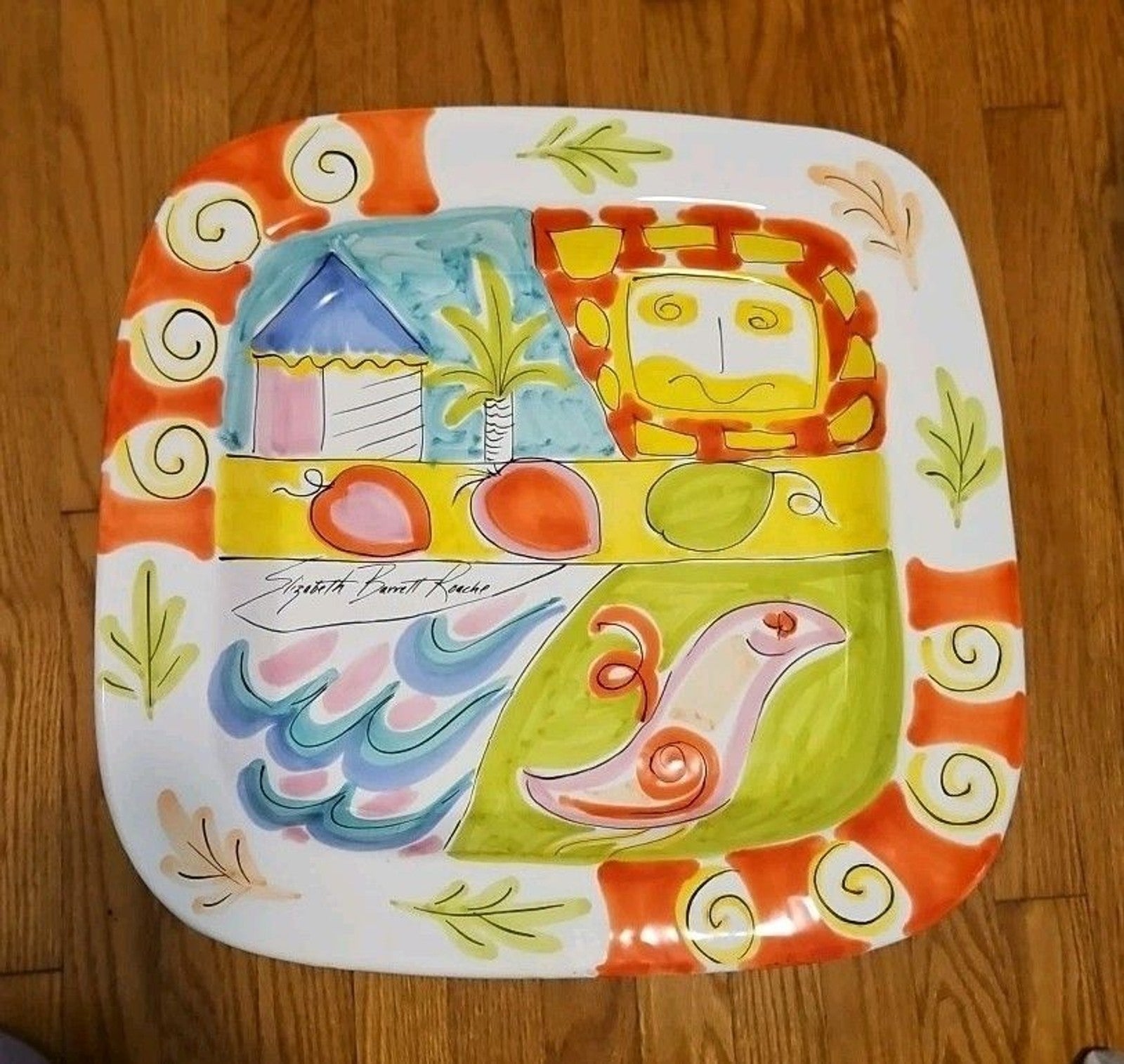 Vintage 1991 Pretense Elizabeth Barrett Roach Hand Painted Platter