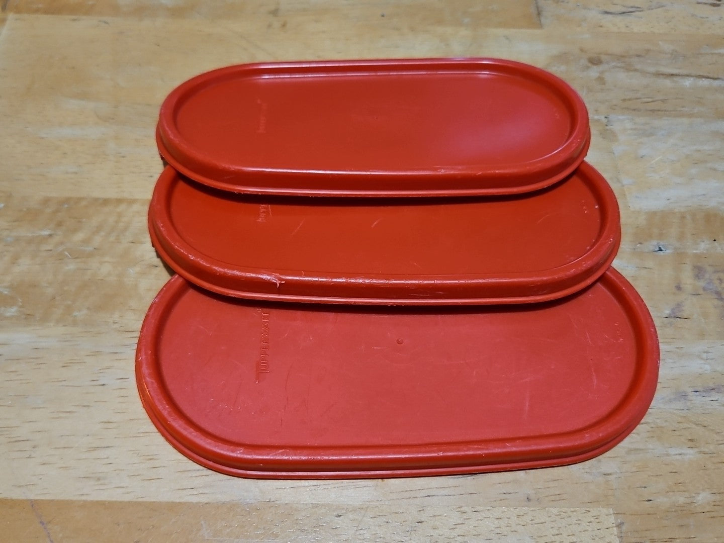 Set of 3 Vintage Tupperware Modular Mates  1613, 1612, 1611 Sz 1,2 & 3 W Red Lid