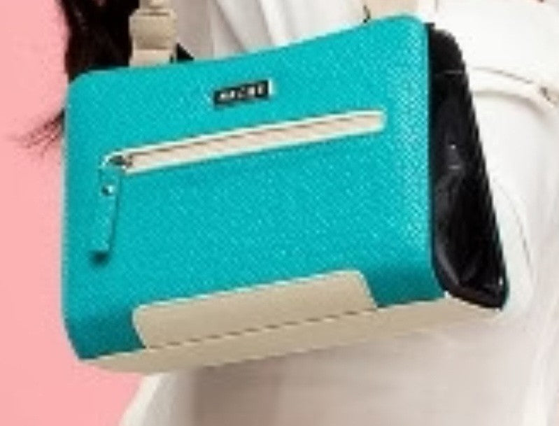 New In Package Retired Miche Petite Shell Lila Teal & White Faux Leather
