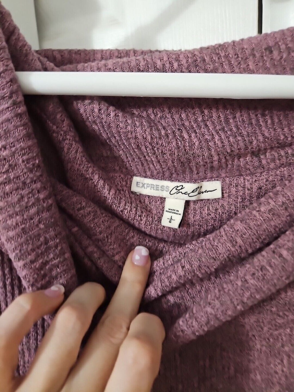 Express One Eleven Purple Pink Soft Off The Shoulder Lightweight Sweater Large
