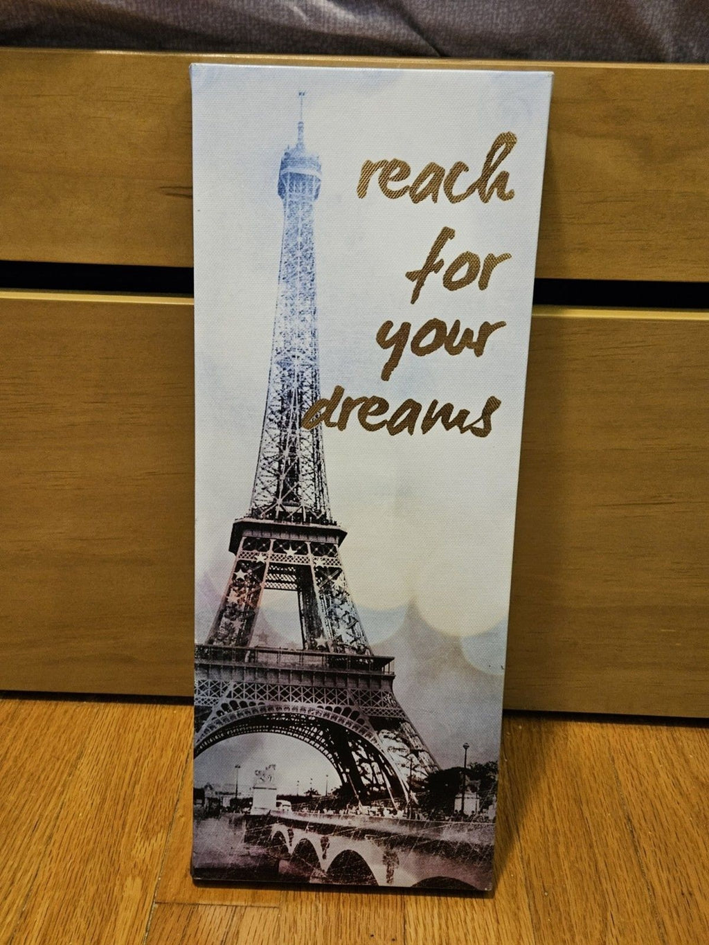 Eiffel Tower Paris France Skyline Inspirational Canvas Print  14" X 5.5"