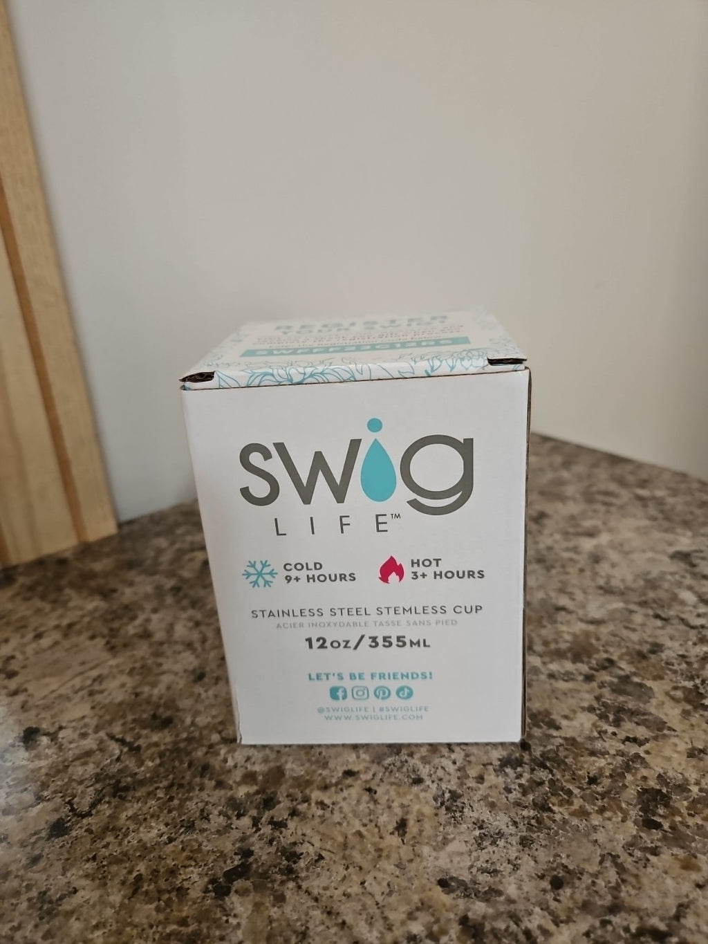 NIB Swig Life Stainless Steel Stemless Wine Cup Metallic Shimmer Rose Gold 12oz