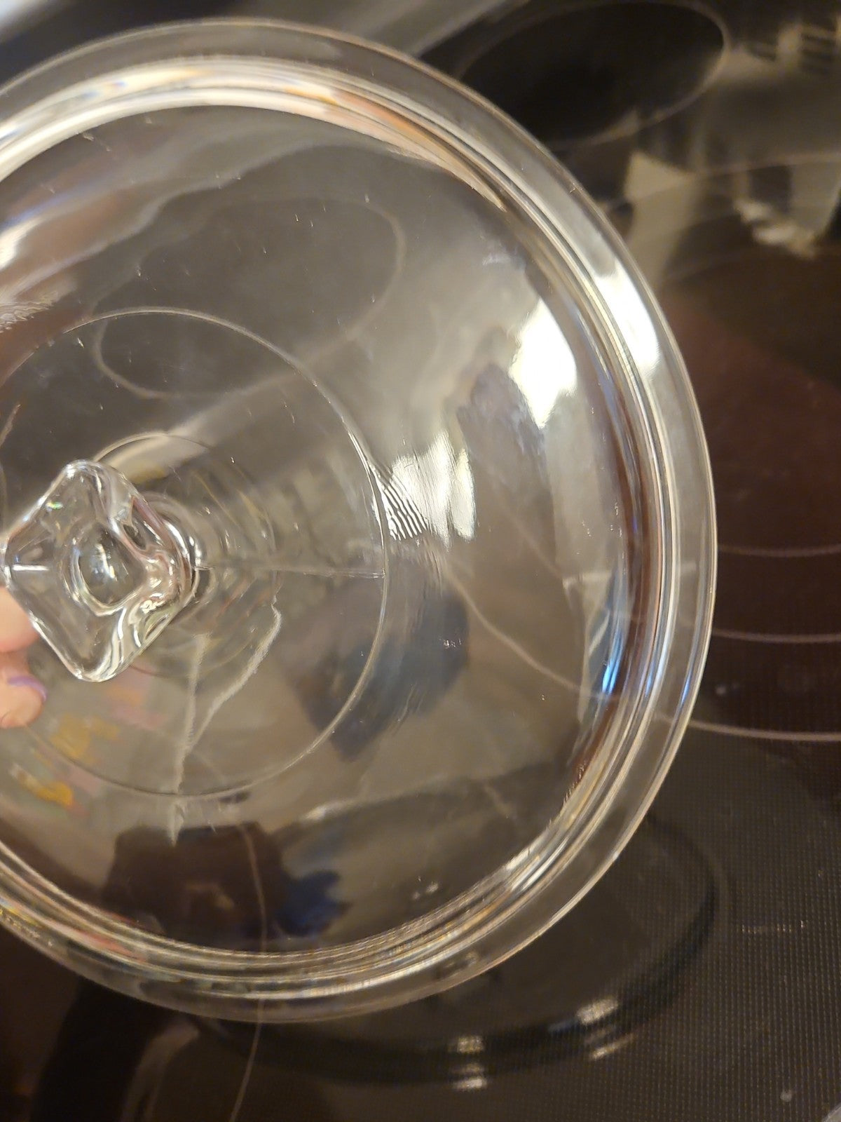 Vintage 8.75" Anchor Hocking Clear Glass Casserole Lid with Square Knob