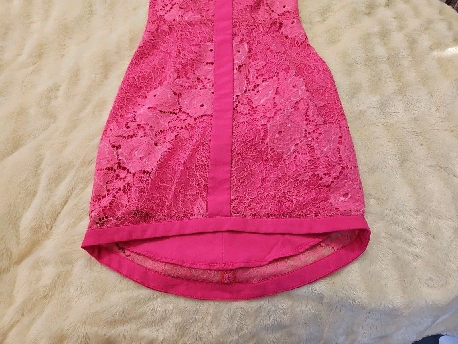 Adelyn Rae Pink Lace Dress High Low Hem Women's Size Small