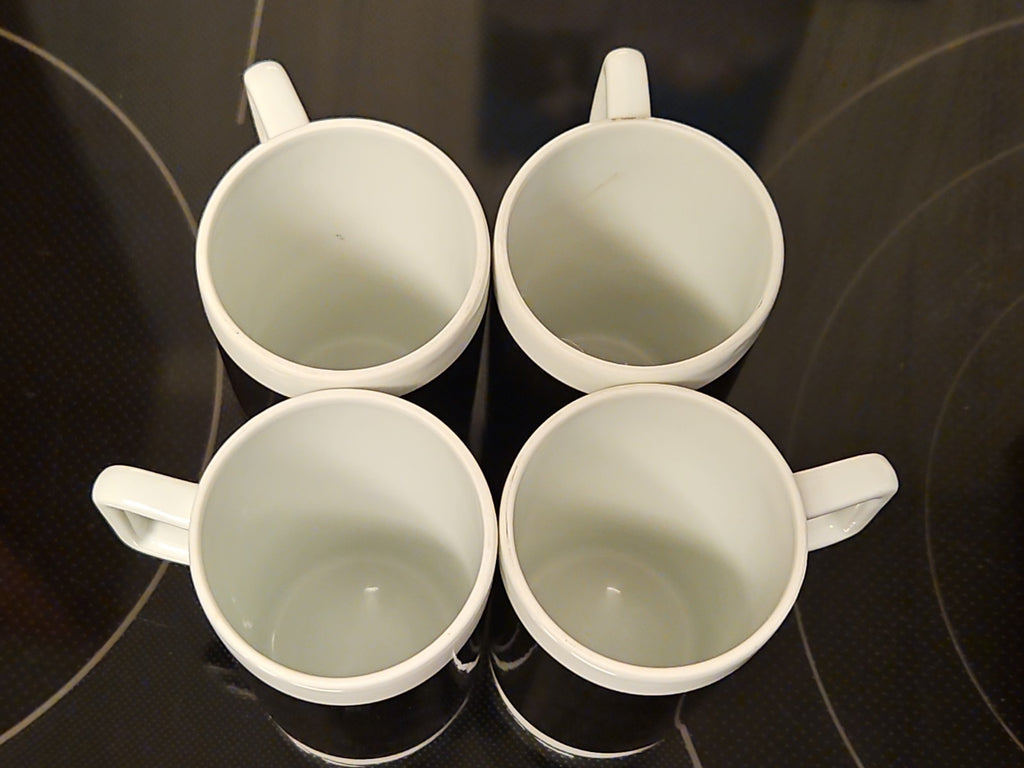 Set Of 4 Braniff International Airlines Black & White Espresso Cups Real China