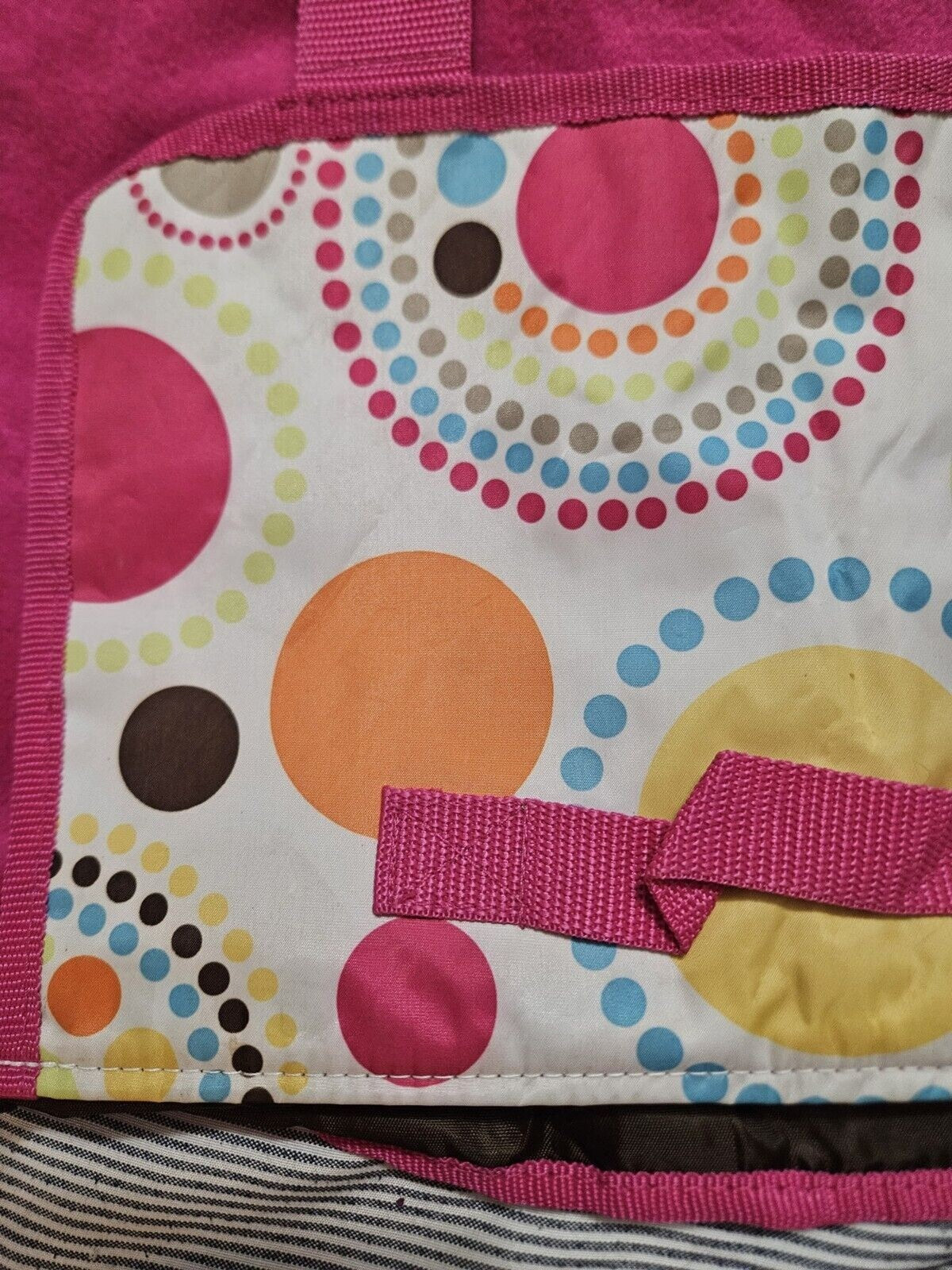 Thirty-One Circle Spirals Nylon & Fleece Around Town Blanket Roll-Up Very Nice!