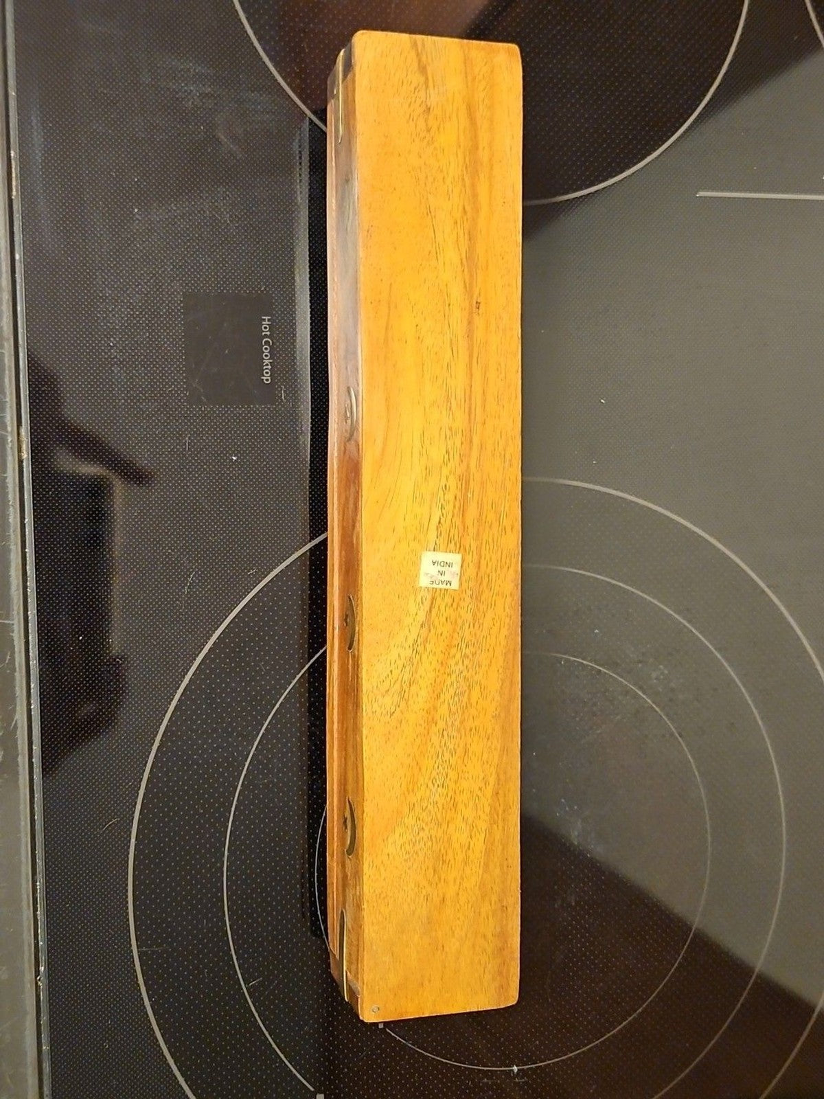 Vintage Wooden Incense Holder Brass Inlaid Stars & Moon w/ Hidden Compartment