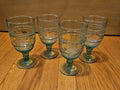 Vintage Mikasa 1960 Embossed Fruit Light Green Glasses Set of Four (4) READ