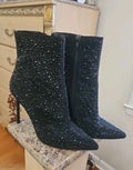 Steve Madden Black Rhinestone Studded Valora Boots Size 6 M