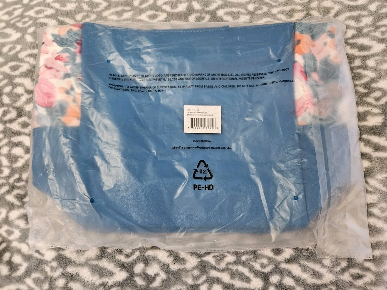 New In Package Retired Miche Demi Shell "Cabana" Faux Leather Teal White Floral